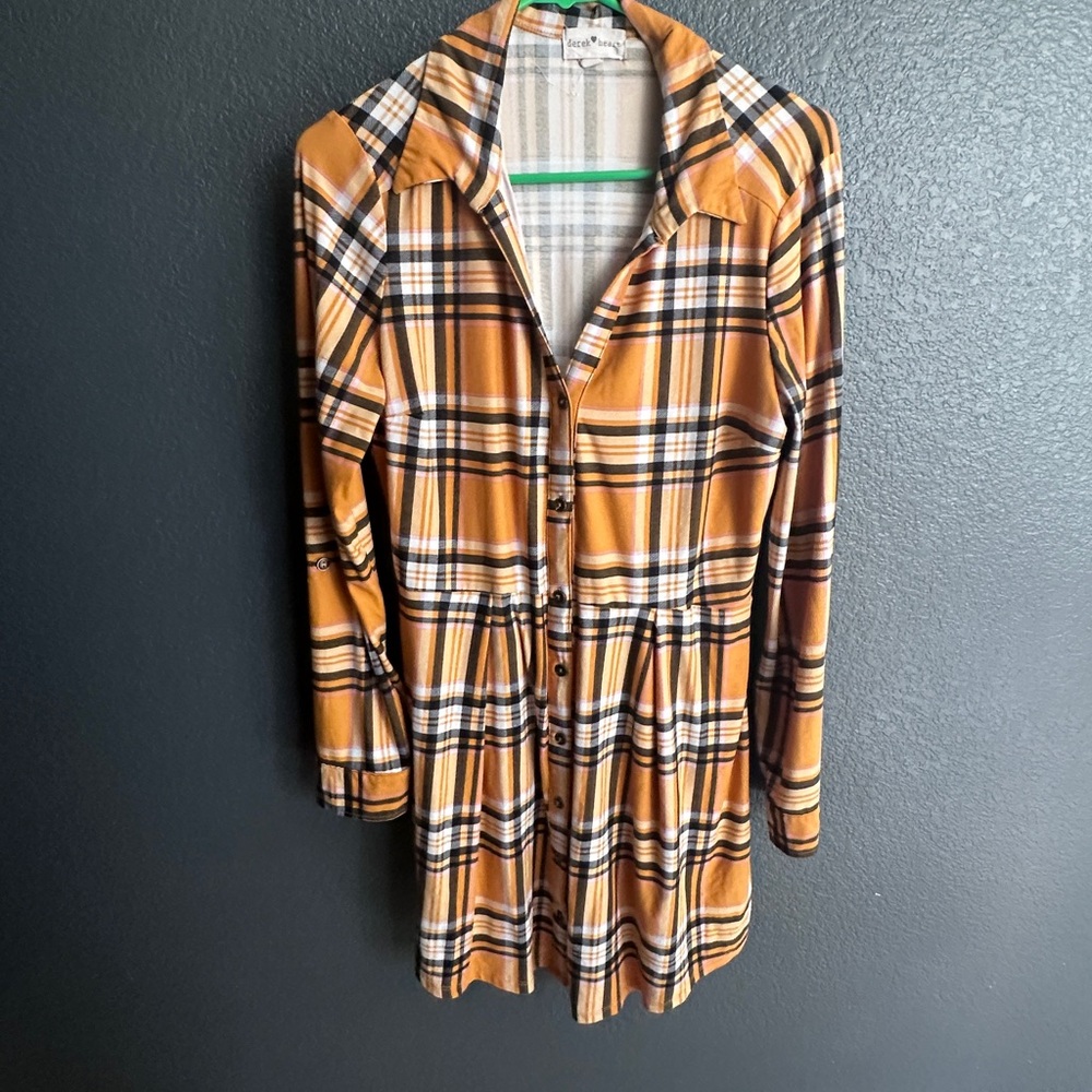 👏👏Plaid Button-Up Dress